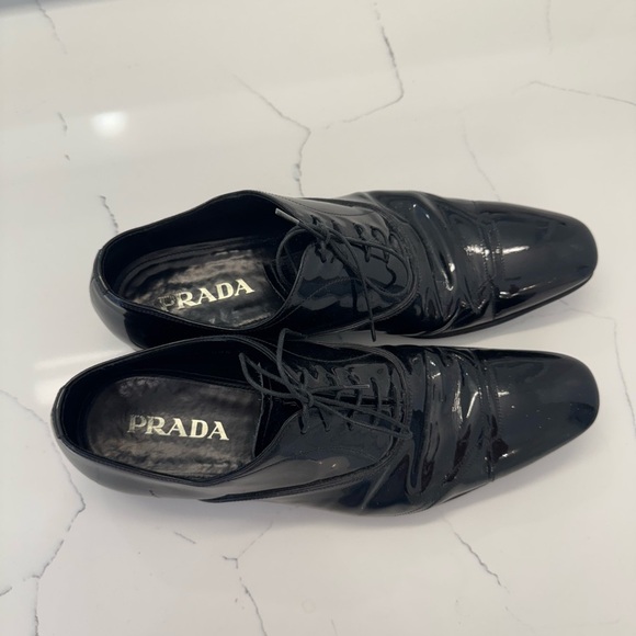 Men’s Prada Black Patent Leather Oxford Shoes- Men’s 10 - Picture 1 of 12